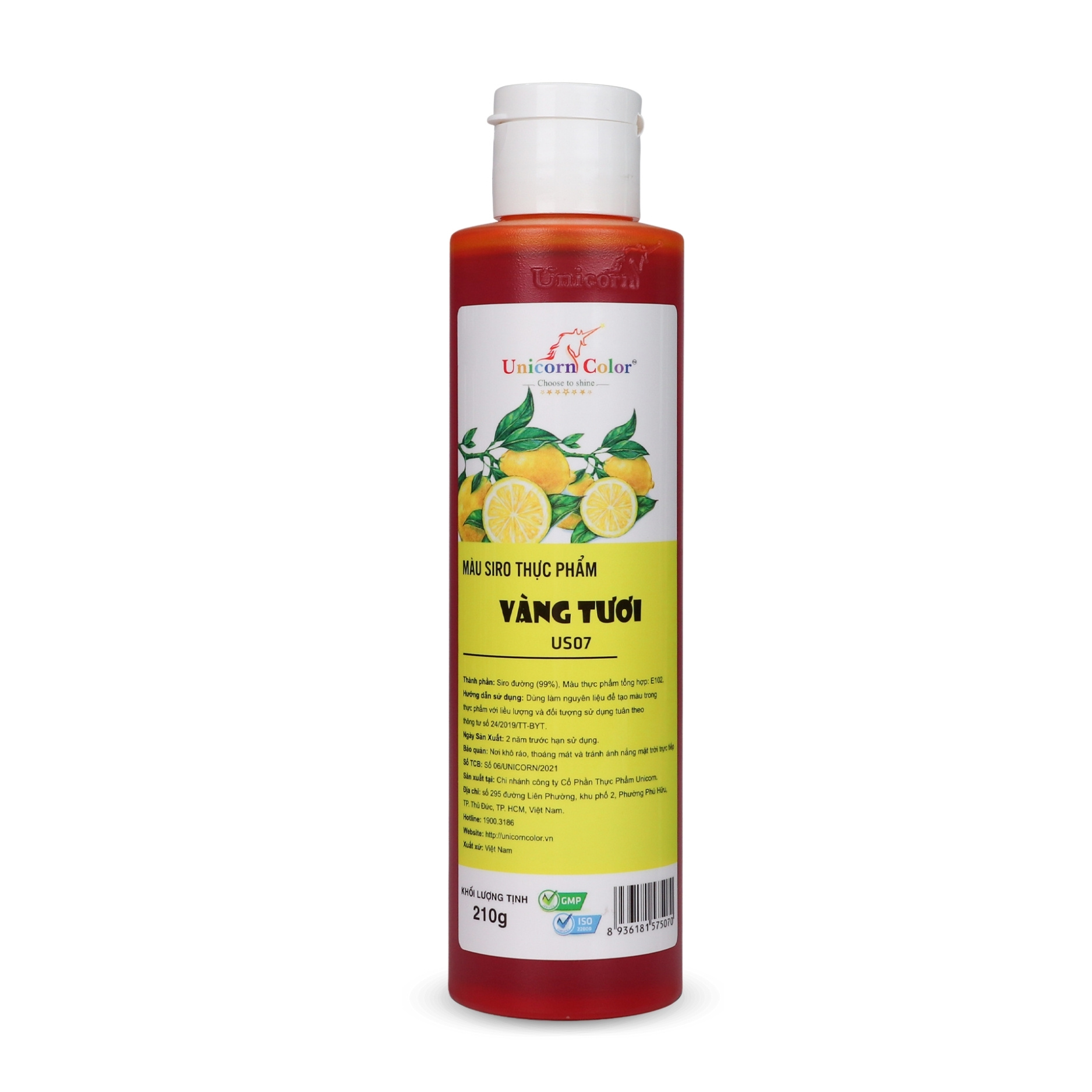 Màu Siro Unicorn Vàng Tươi 210g