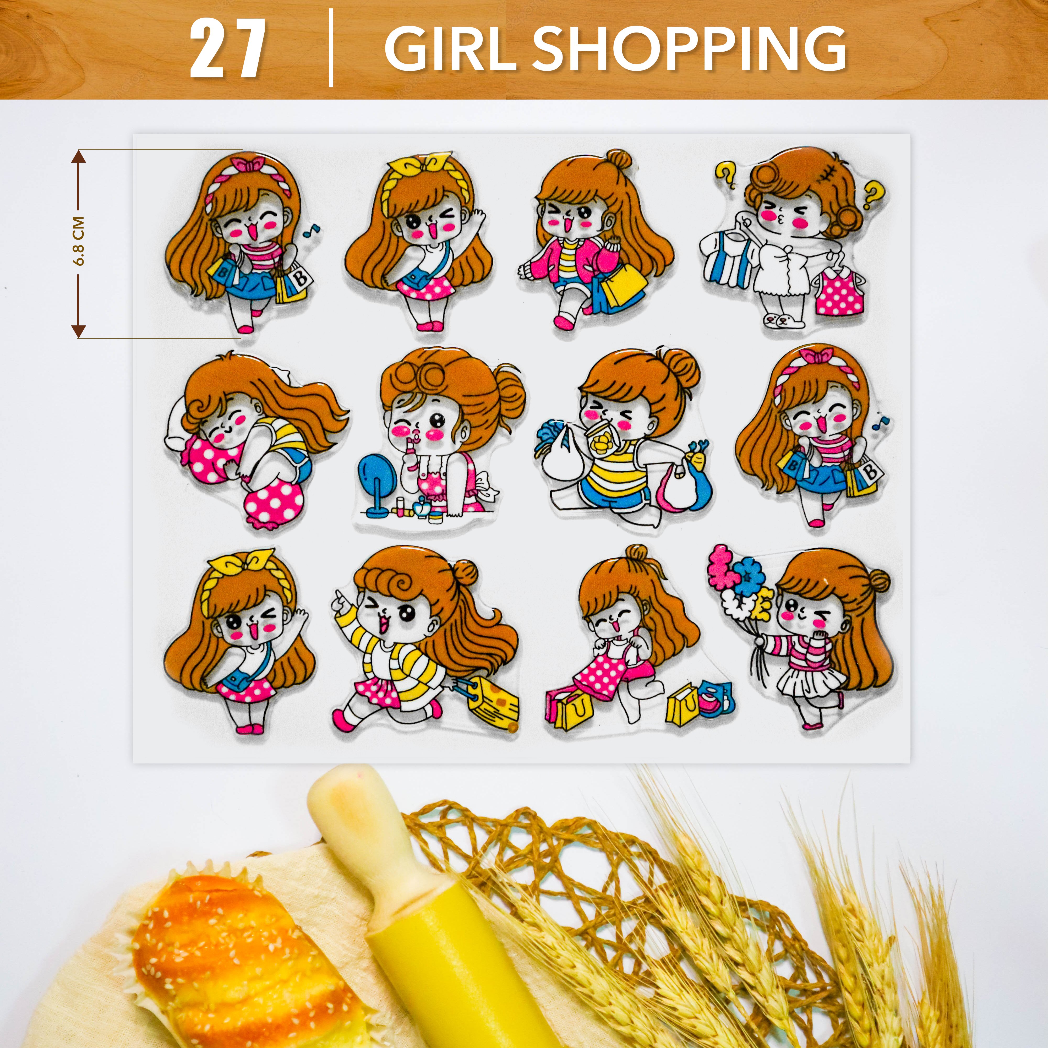Khuôn In Hình Socola-Girl Shopping